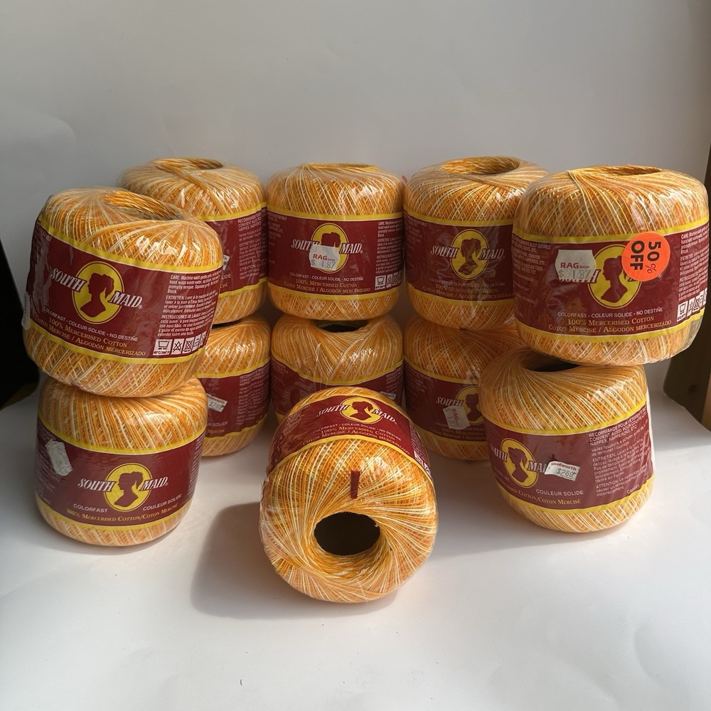New SOUTH MAID Crochet Thread Size 10 Shaded Yellows #19 Lot of 11 D54 USA